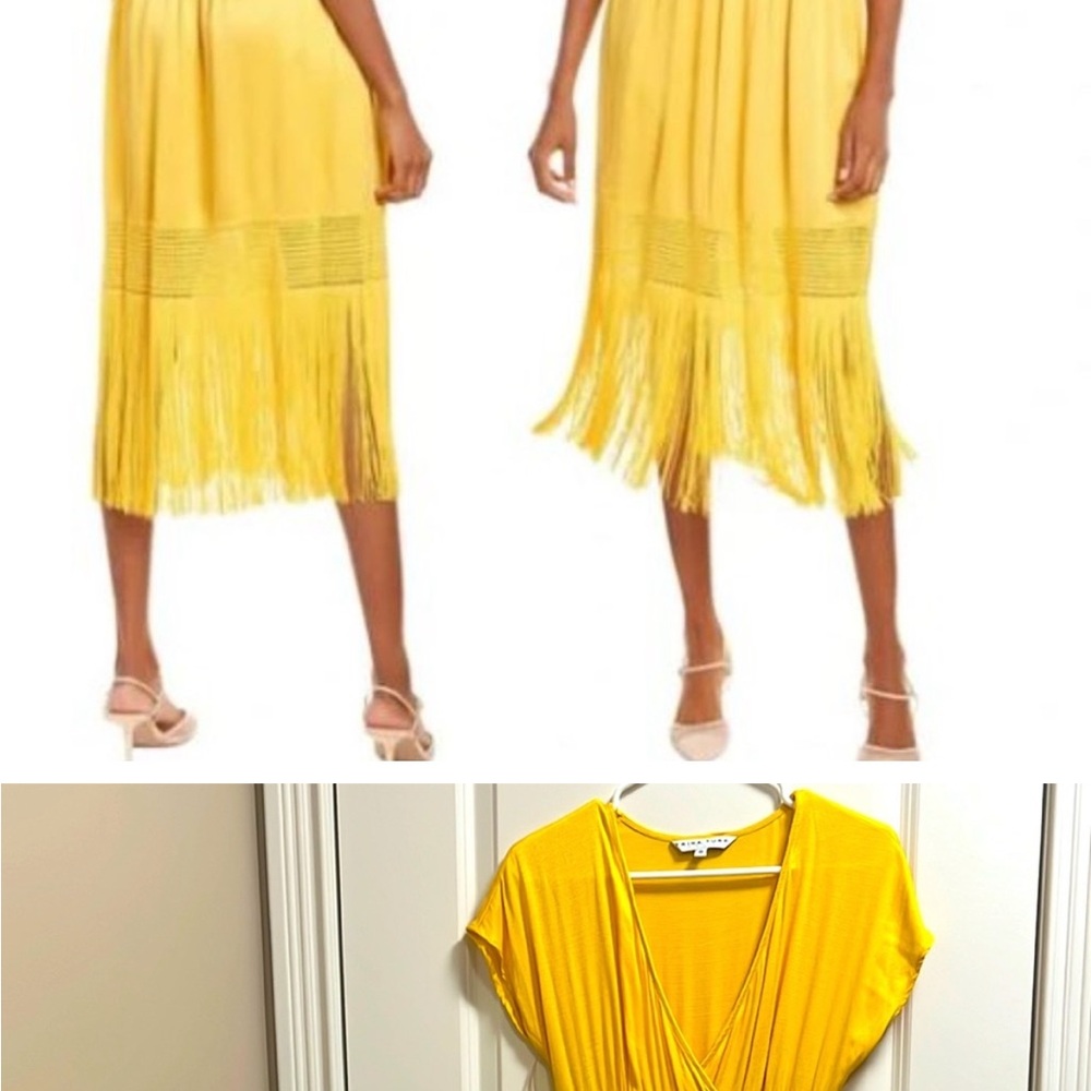 Yellow Fringe Midi Dress